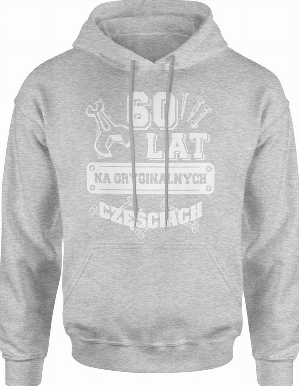 Bluza męska z kapturem 60 lat prezent na urodziny dla mężczyzny szara