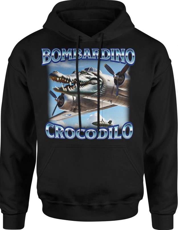 Bluza męska z kapturem Bombardino Crocodilo Brainrot Tik Tok Memy Bombardiro Crokodilo Bombardinio