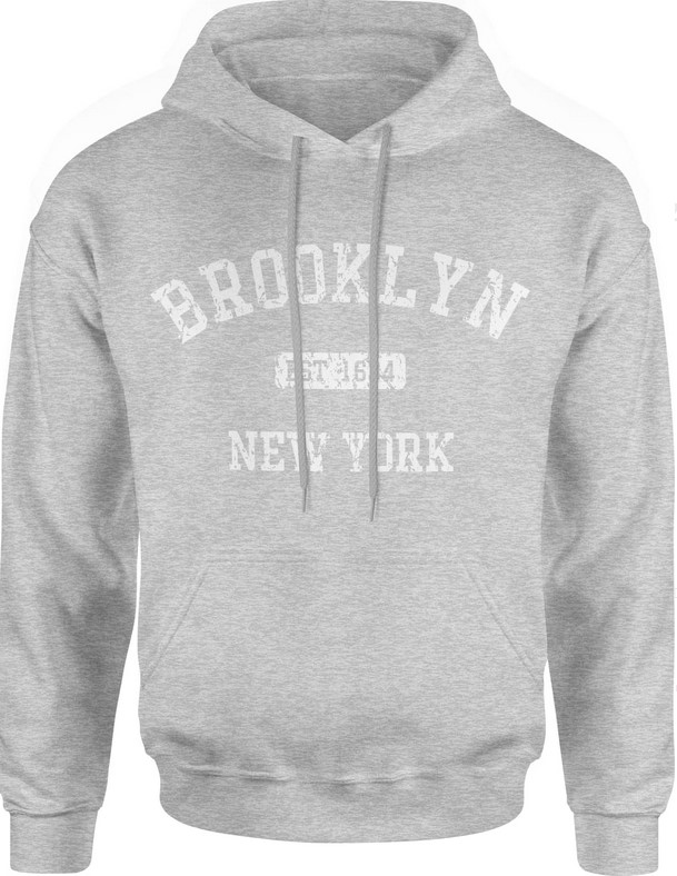 Bluza męska z kapturem Brooklyn New York NY szara