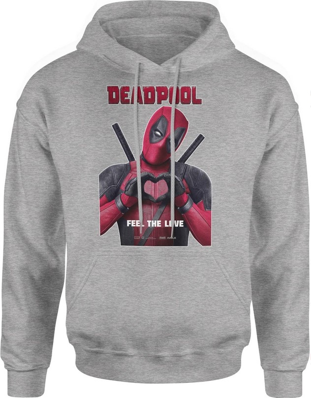 Bluza męska z kapturem Deadpool Fell The Love szara