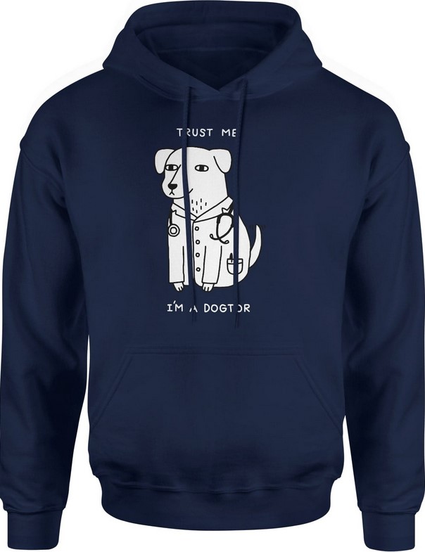 Bluza męska z kapturem Dogtor Pies dla miłośnika psów granatowa