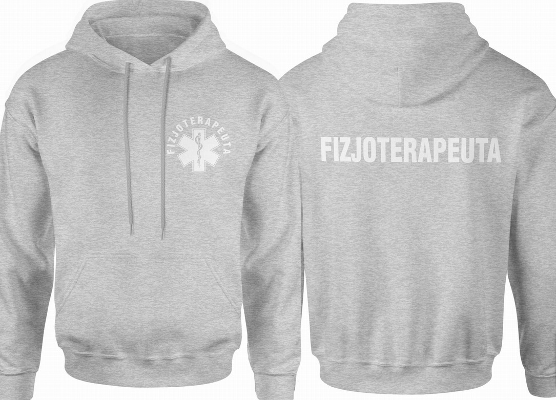 Bluza męska z kapturem Fizjoterapeuta szara