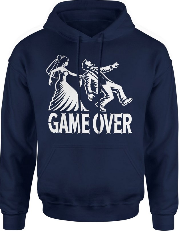 Bluza męska z kapturem Game Over dla Pana młodego granatowa