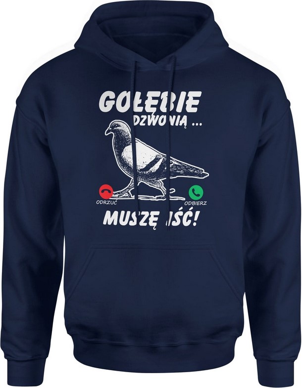 Bluza męska z kapturem Gołębie dzwonią gołębiarz gołąb granatowa