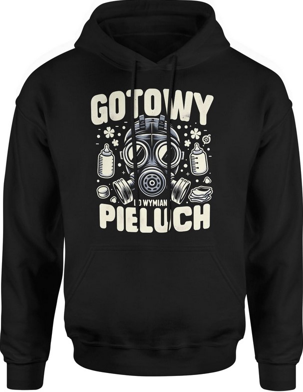 Bluza męska z kapturem Gotowy do wymiany pieluch prezent dla przyszłego Taty