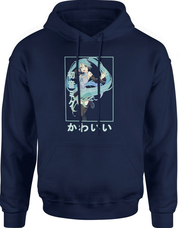 Bluza męska z kapturem Hatsune Miku nendoroid Music anime granatowa