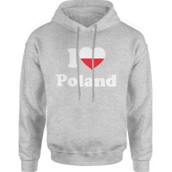  Bluza męska z kapturem I Love Poland Polska PL szara