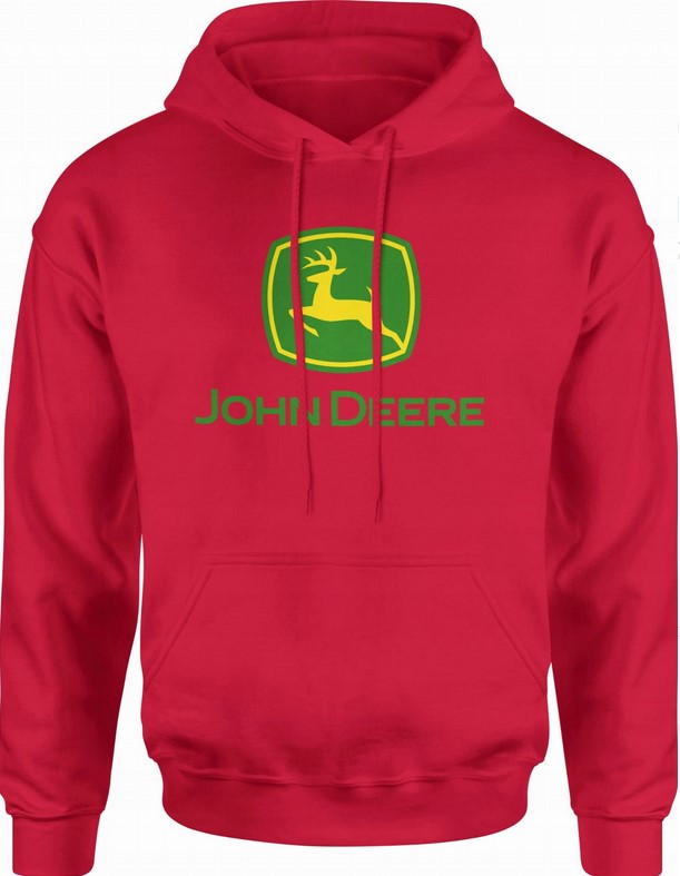 Bluza męska z kapturem John Deere rolnik czerwona
