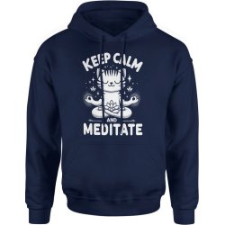  Bluza męska z kapturem Keep calm and meditate joga medytacja yoga granatowa