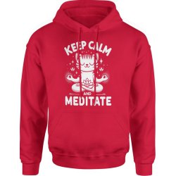  Bluza męska z kapturem Keep calm and meditate joga medytacja yoga czerwona