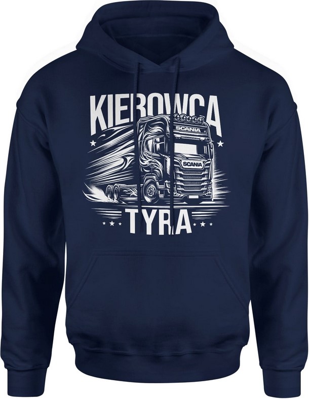 Bluza męska z kapturem Kierowca Tyra Prezent dla kierowcy tira granatowa