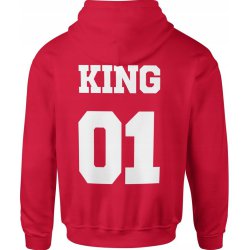  Bluza męska z kapturem King 01 Król czerwona