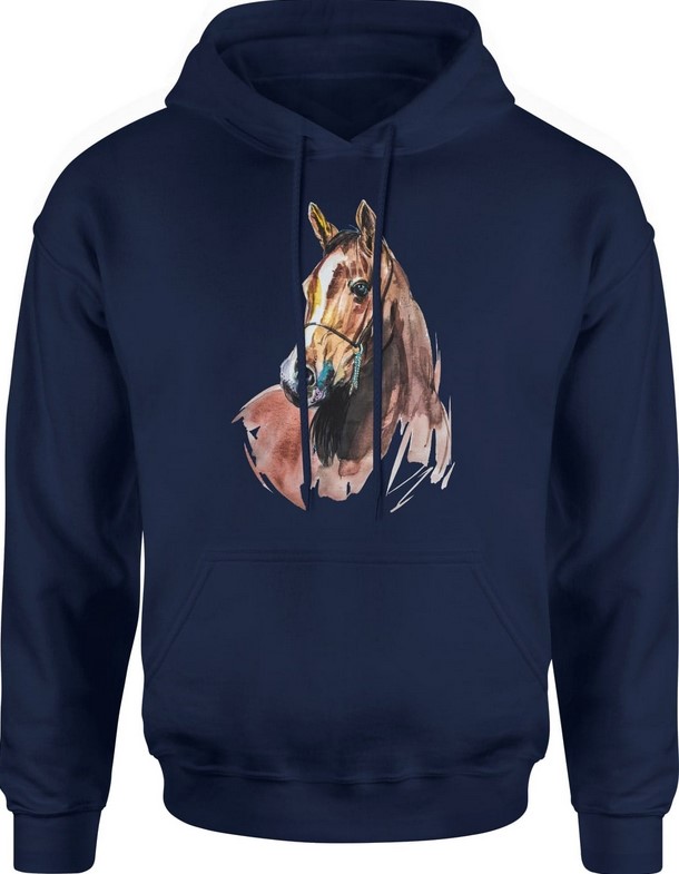 Bluza męska z kapturem Koń z koniem Horse granatowa