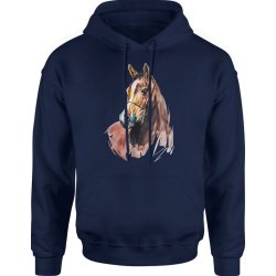  Bluza męska z kapturem Koń z koniem Horse granatowa