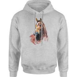  Bluza męska z kapturem Koń z koniem Horse szara