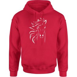  Bluza męska z kapturem Koń z koniem Horse minimalistyczna czerwona
