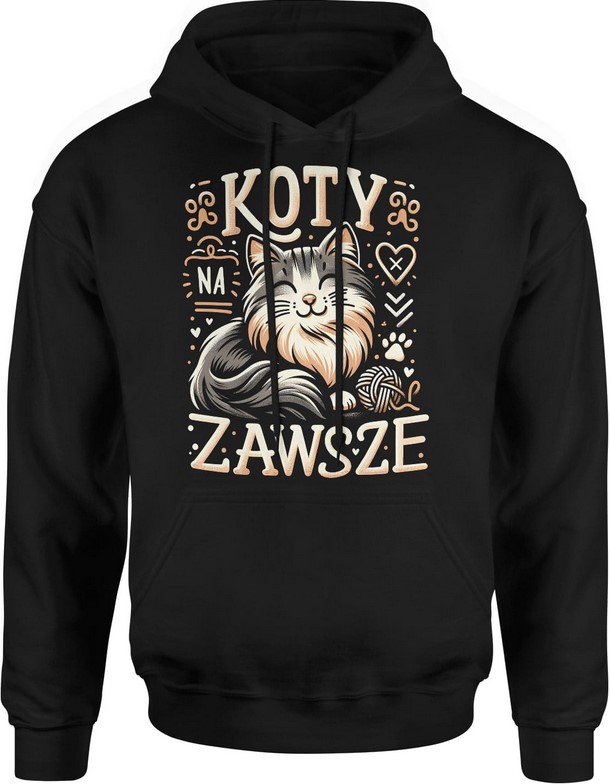 Bluza męska z kapturem Kot z kotem dla kociarzy na zawsze