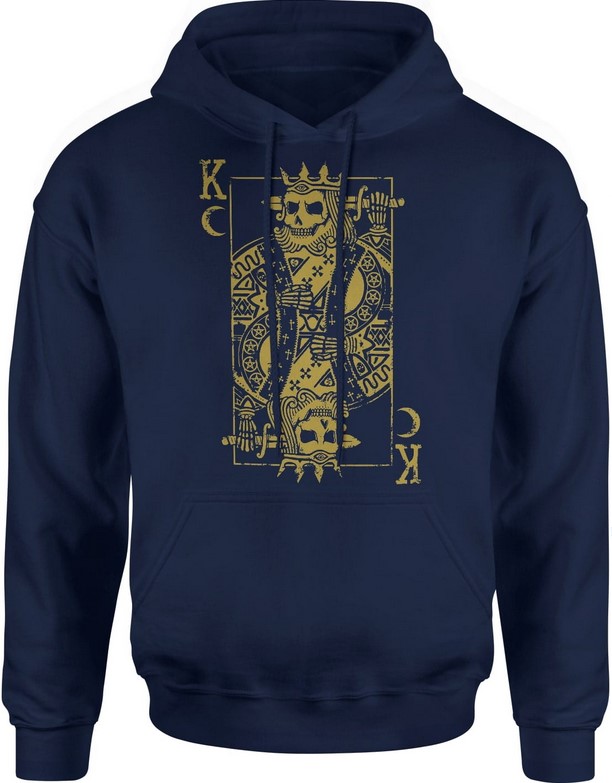 Bluza męska z kapturem Król Karty King Czaszka granatowa