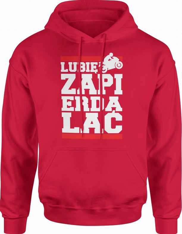 Bluza męska z kapturem Lubię Zapierdalać czerwona