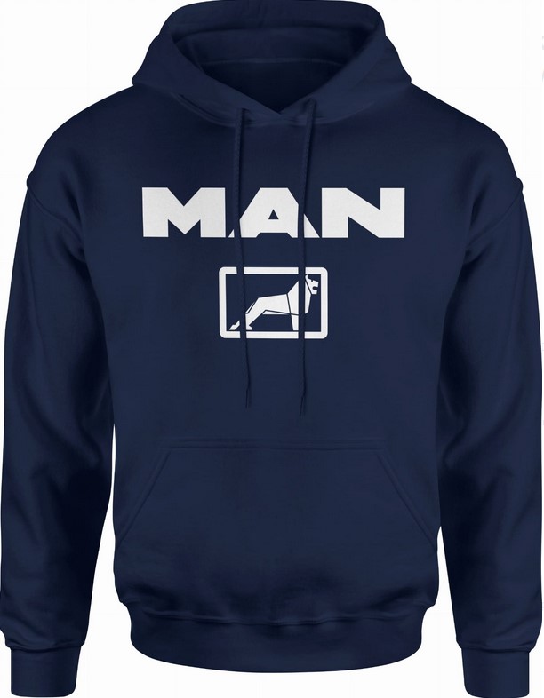 Bluza męska z kapturem MAN - prezent dla kierowcy tira granatowa