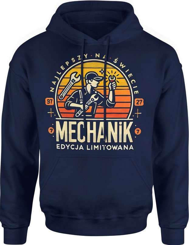 Bluza męska z kapturem Mechanik edycja limitowana granatowa
