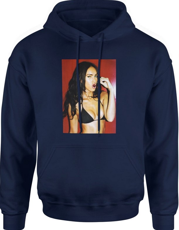 Bluza męska z kapturem Megan Fox Playboy granatowa