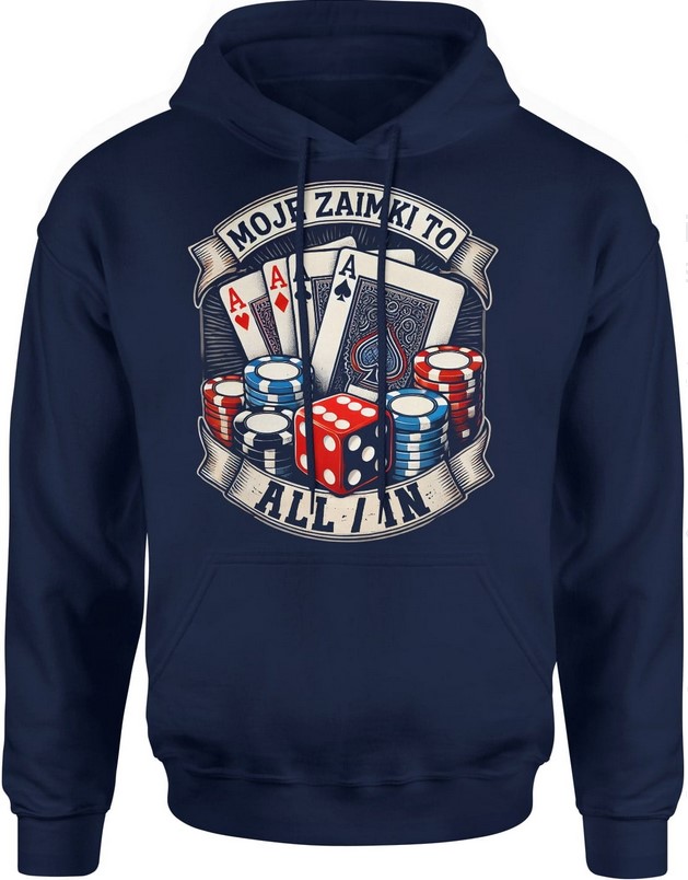 Bluza męska z kapturem Moje zaimki to all/in poker kasyno hazard granatowa