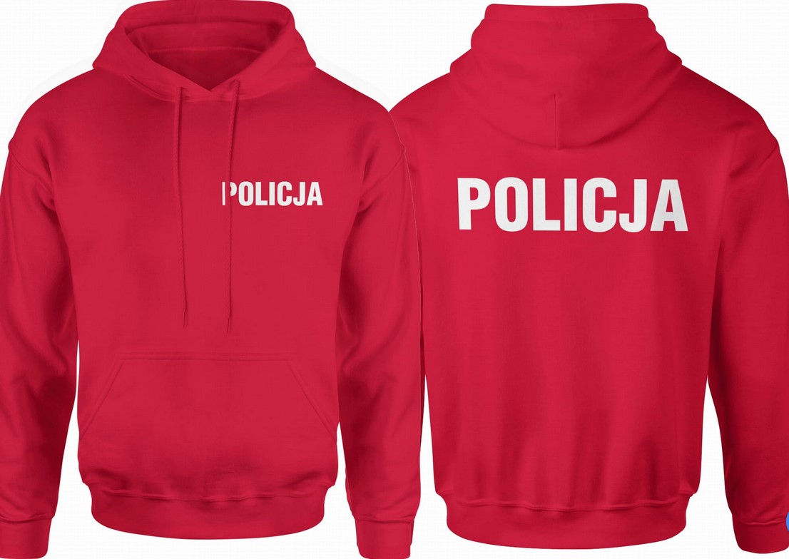 Bluza męska z kapturem Policja prezent dla policjanta policyjna czerwona