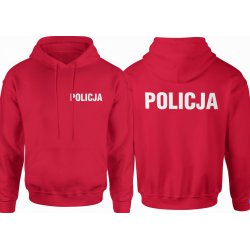  Bluza męska z kapturem Policja prezent dla policjanta policyjna czerwona