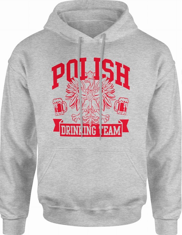 Bluza męska z kapturem Polish Drinking Team Piwo Piwosz szara