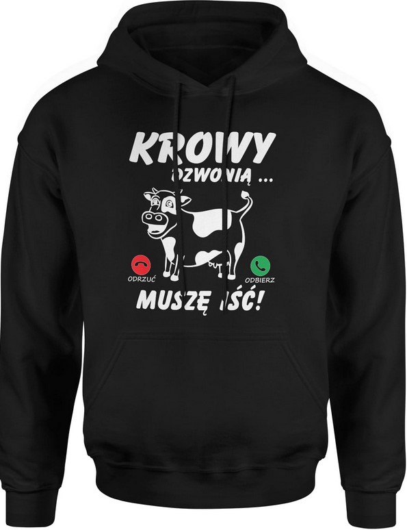 Bluza męska z kapturem Prezent Dla Rolnika Krowy Dzwonią