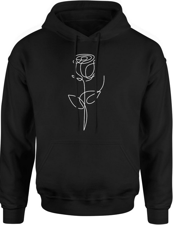 Bluza męska z kapturem Róża minimalistyczna z kwiatem