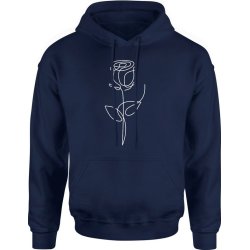  Bluza męska z kapturem Róża minimalistyczna z kwiatem granatowa