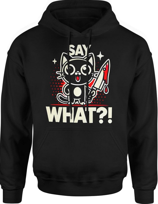 Bluza męska z kapturem Say What?! Kot z nożem