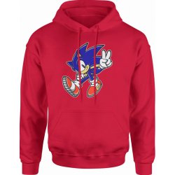  Bluza męska z kapturem Sonic Sega gra Hedgehog czerwona