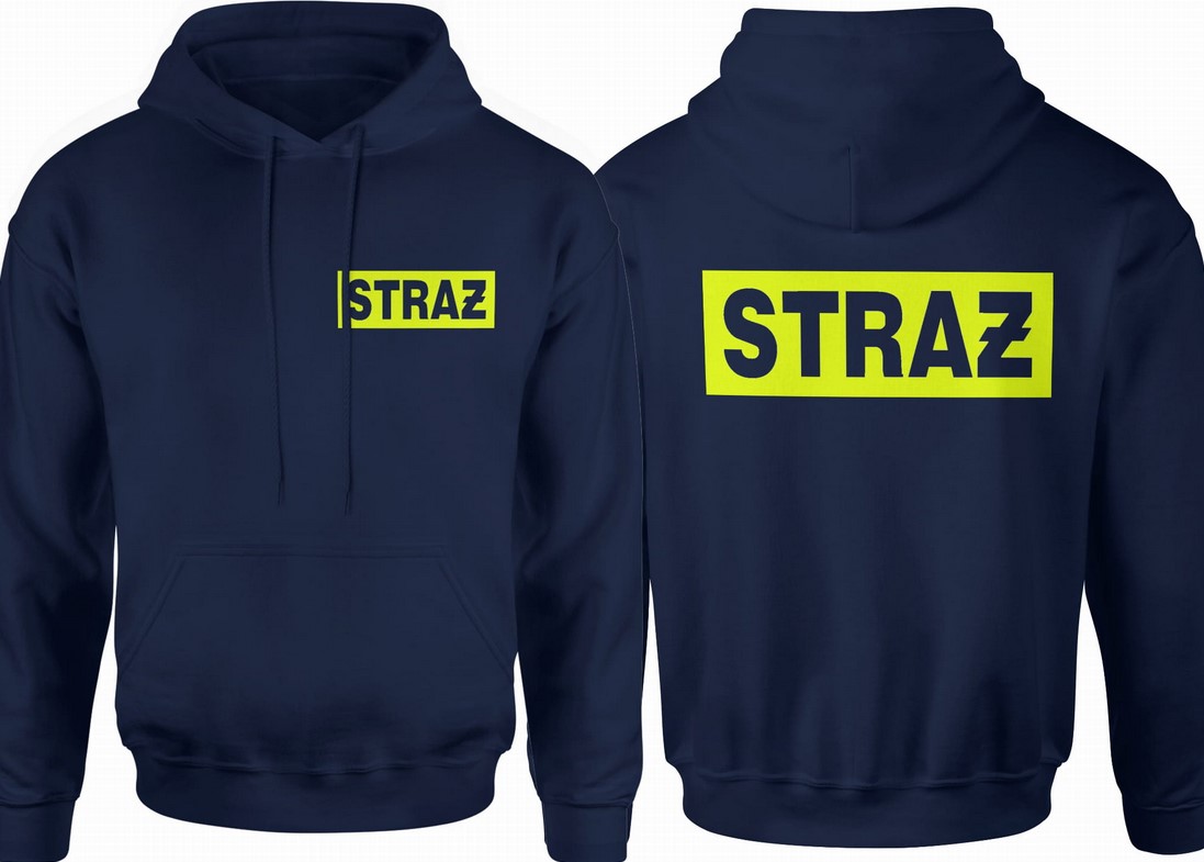 Bluza męska z kapturem Straż pożarna strażacka prezent dla strażaka granatowa