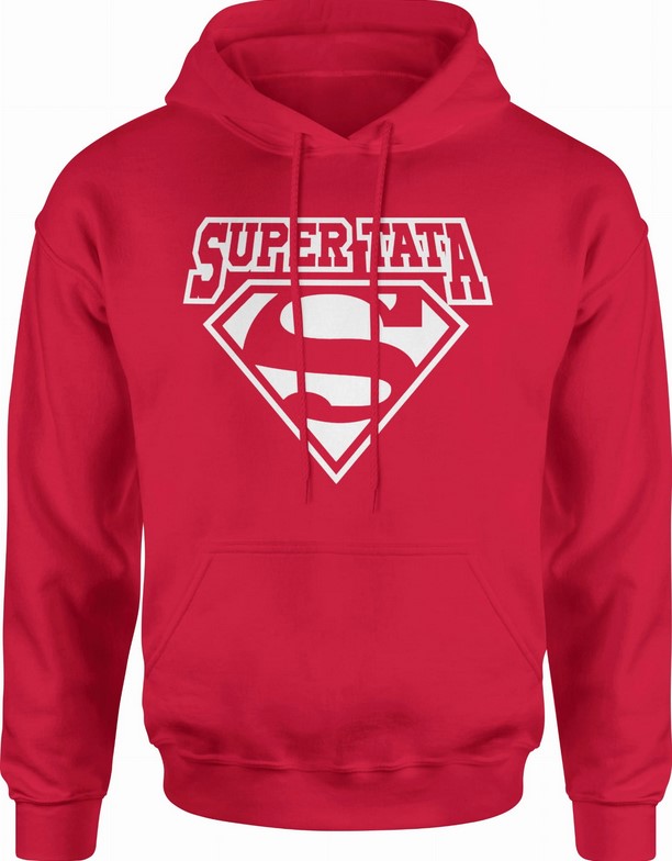 Bluza męska z kapturem Super tata czerwona