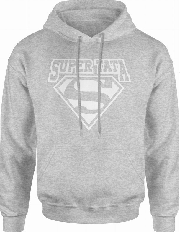 Bluza męska z kapturem Super tata szara