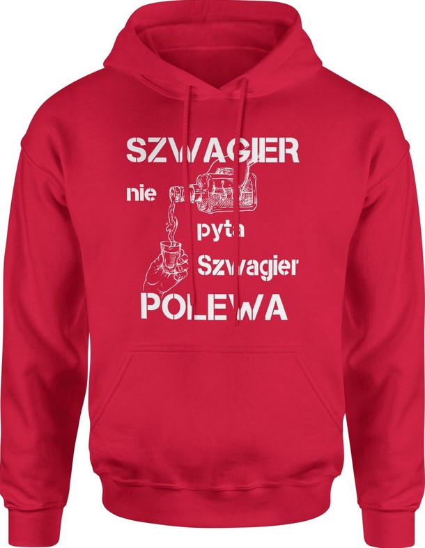 Bluza męska z kapturem Szwagier prezent dla szwagra czerwona