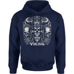  Bluza męska z kapturem Wiking Viking Wikingowie Z Czaszka granatowa
