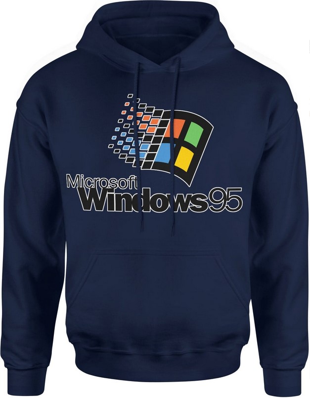 Bluza męska z kapturem Windows 95 vintage retro granatowa