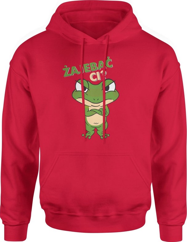 Bluza męska z kapturem Żajebać Ci żaba czerwona