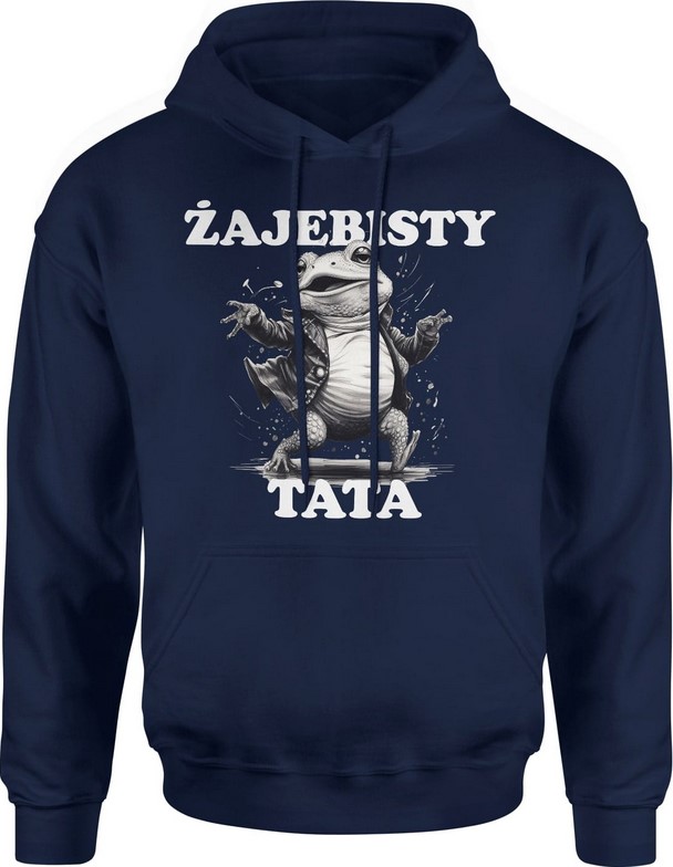 Bluza męska z kapturem Żajebisty Tata żaba granatowa