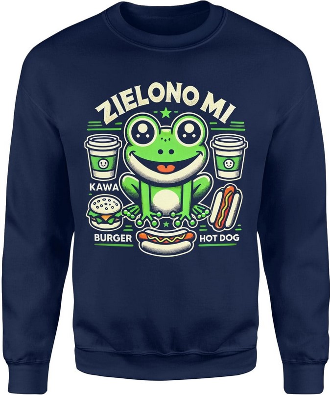Bluza męska Zaba Zielono mi z Żabką granatowa