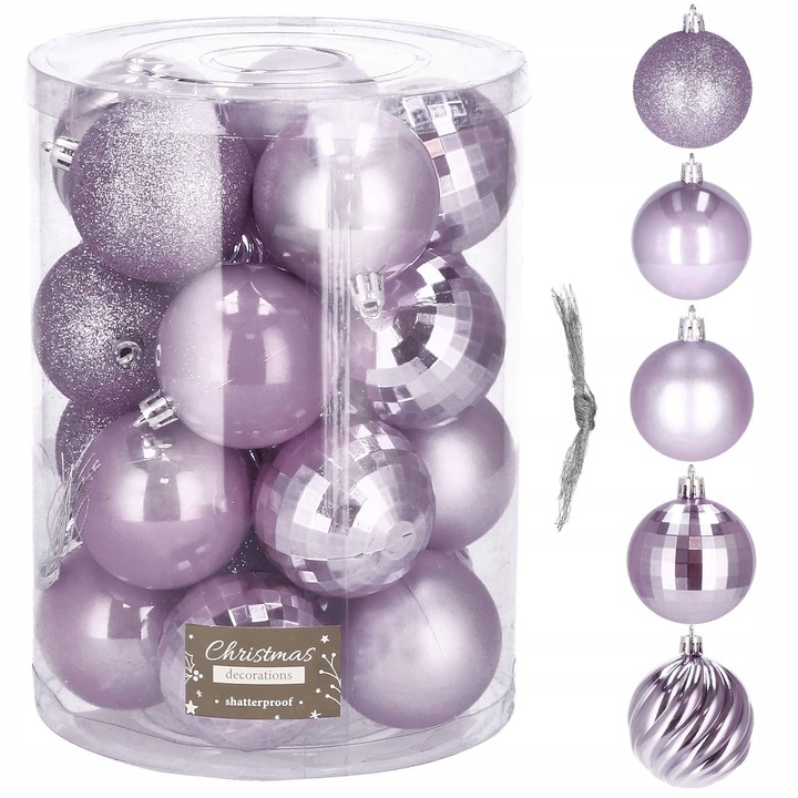 Bombki choinkowe 20 szt. ozdoby świąteczne zestaw 6cm jasny fiolet