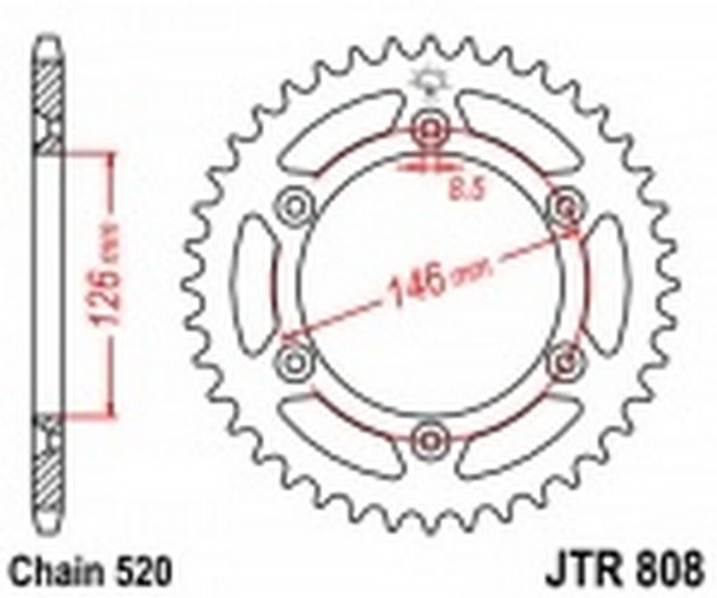 Zębatka tylna 808-47, 47 zębów, rozmiar 520