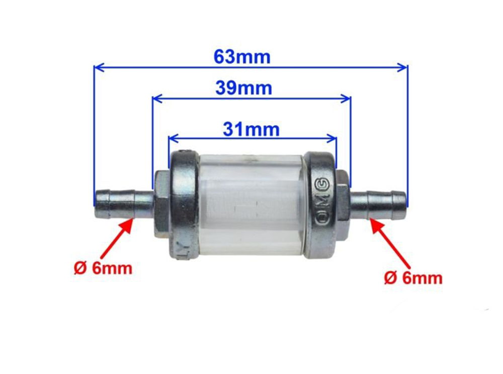 Filtr paliwa metal - 6 mm O.M.G.