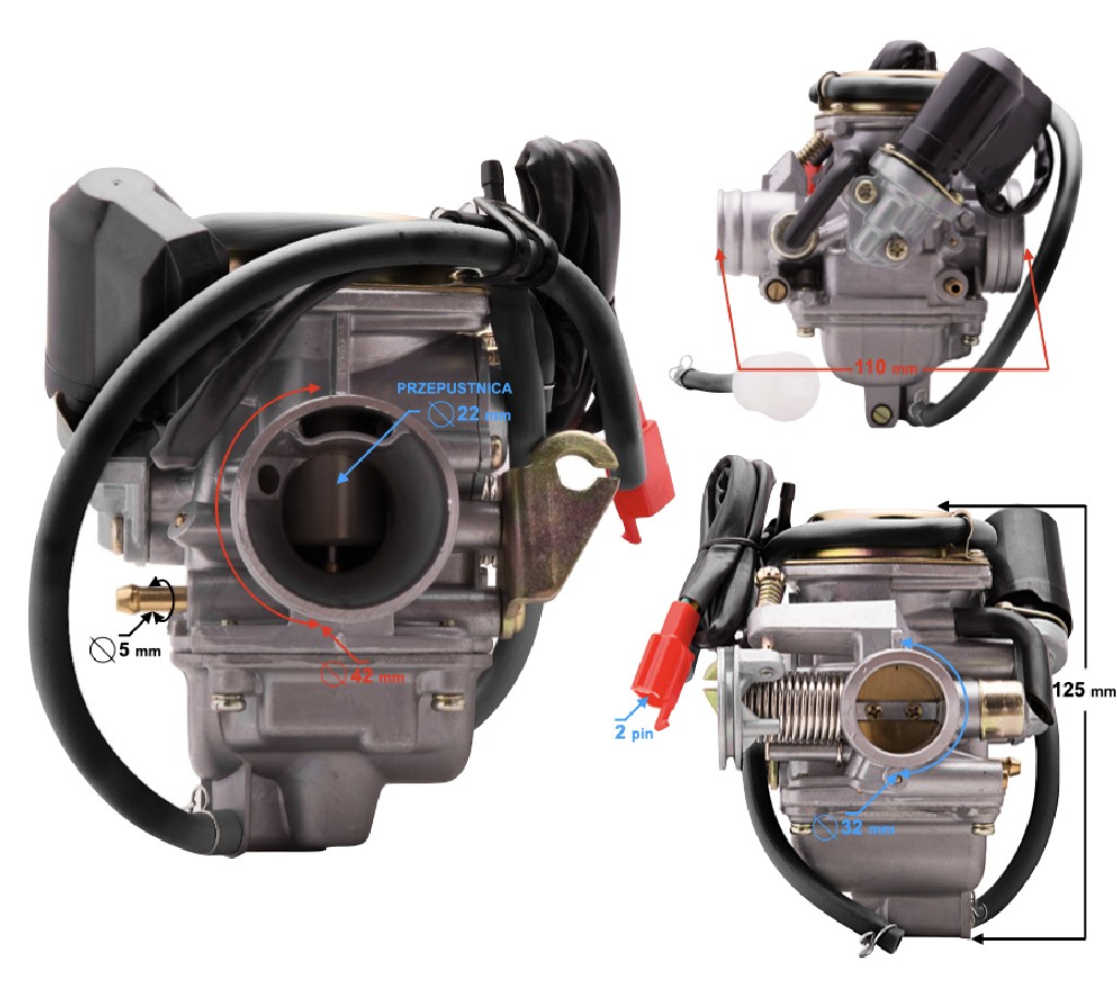 Gaźnik GY6 i ATV 150cc 4T p.22 mm