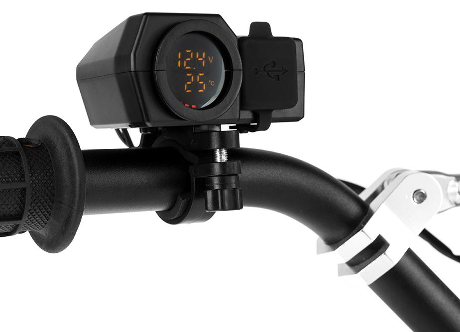 Gniazdo motocyklowe z wyświetlaczem - USB QC