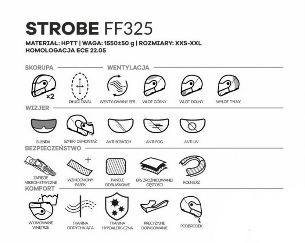 Kask LS2 FF325 Strobe Solid White